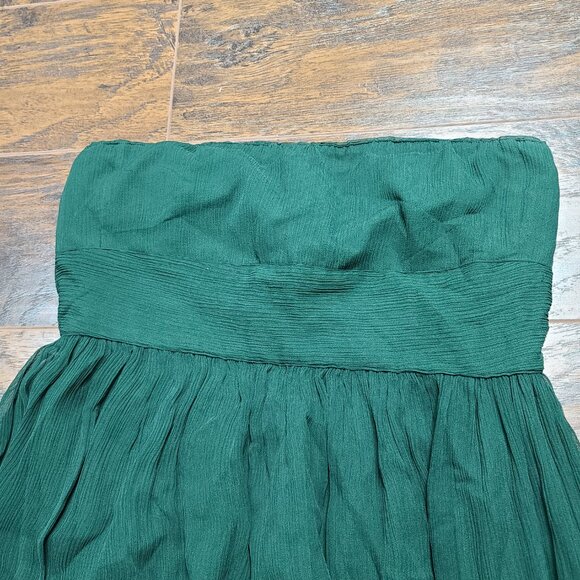 J Crew 100% Silk Green Strapless Dress Size 8 - Picture 6 of 6